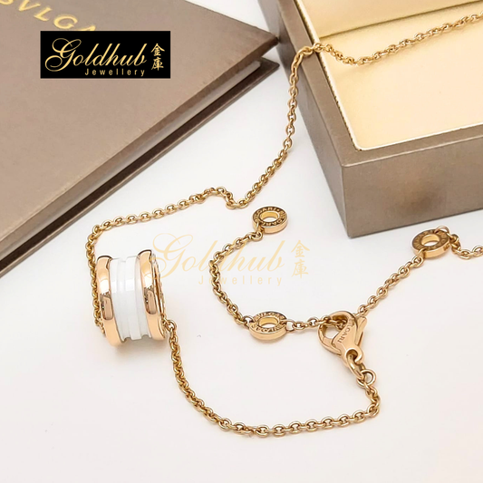 Bvlgari B.zero1 White Ceramic Necklace in Rose Gold