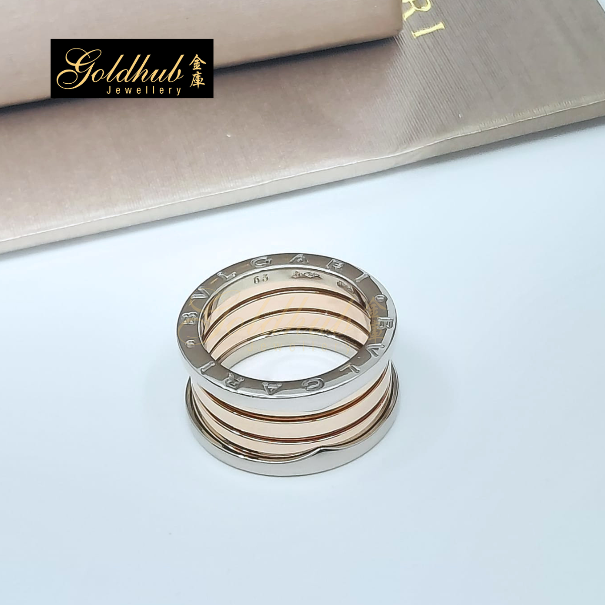 Bulgari B.zero1 3 Band Ring in White Gold and Rose Gold, Size 53