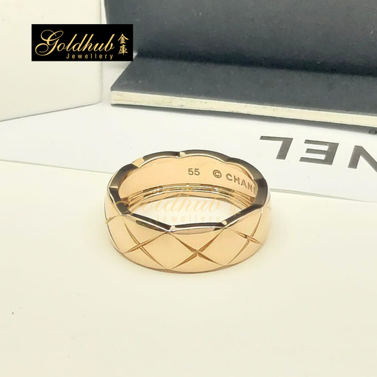 Chanel Coco Crush Quilted Motif, Small Version in Rose Gold, Size 55