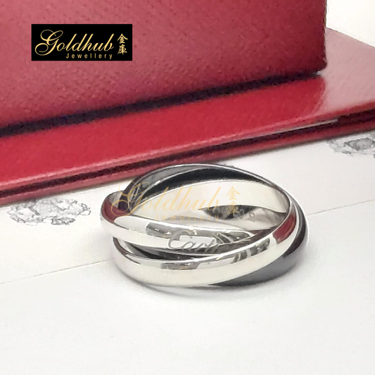Cartier Trinity Ring, Classic Model, Ceramic in White Gold, Size 58