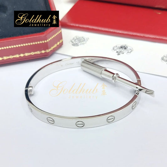 [Reserved] Cartier Love Bracelet, Classic Model in White Gold, Size 17