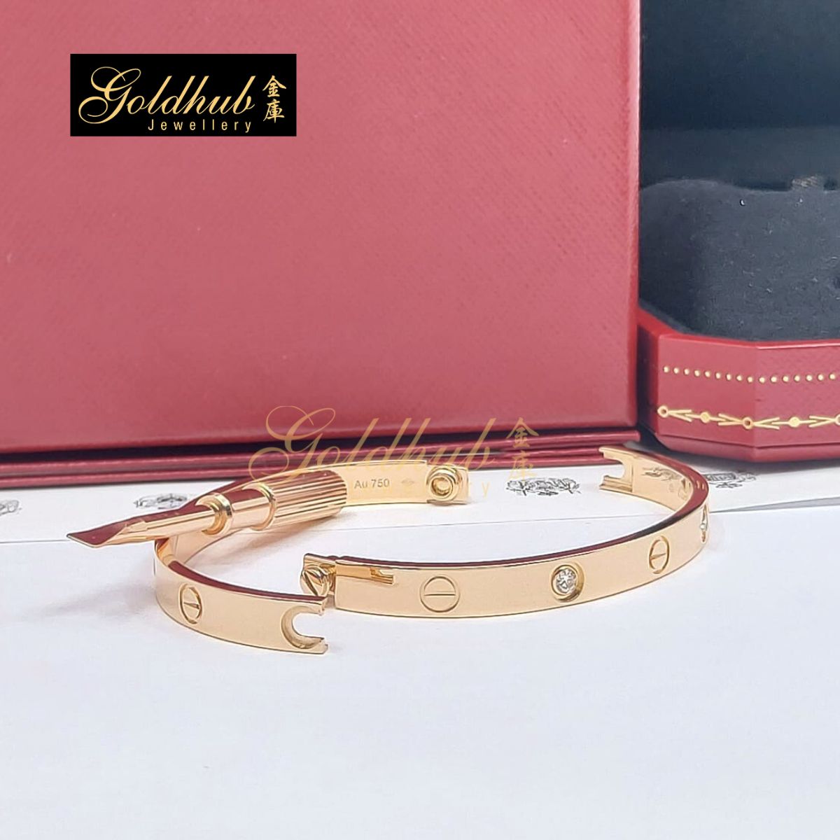 [Reserved] Cartier Love Bracelet, Classic Model, 4 Diamonds in Rose Gold, Size 17