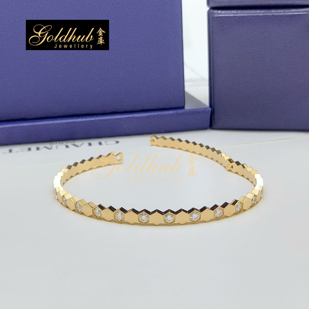 Chaumet Bee de Chaumet Bracelet, Semi-pave Diamonds in Rose Gold, Size 180