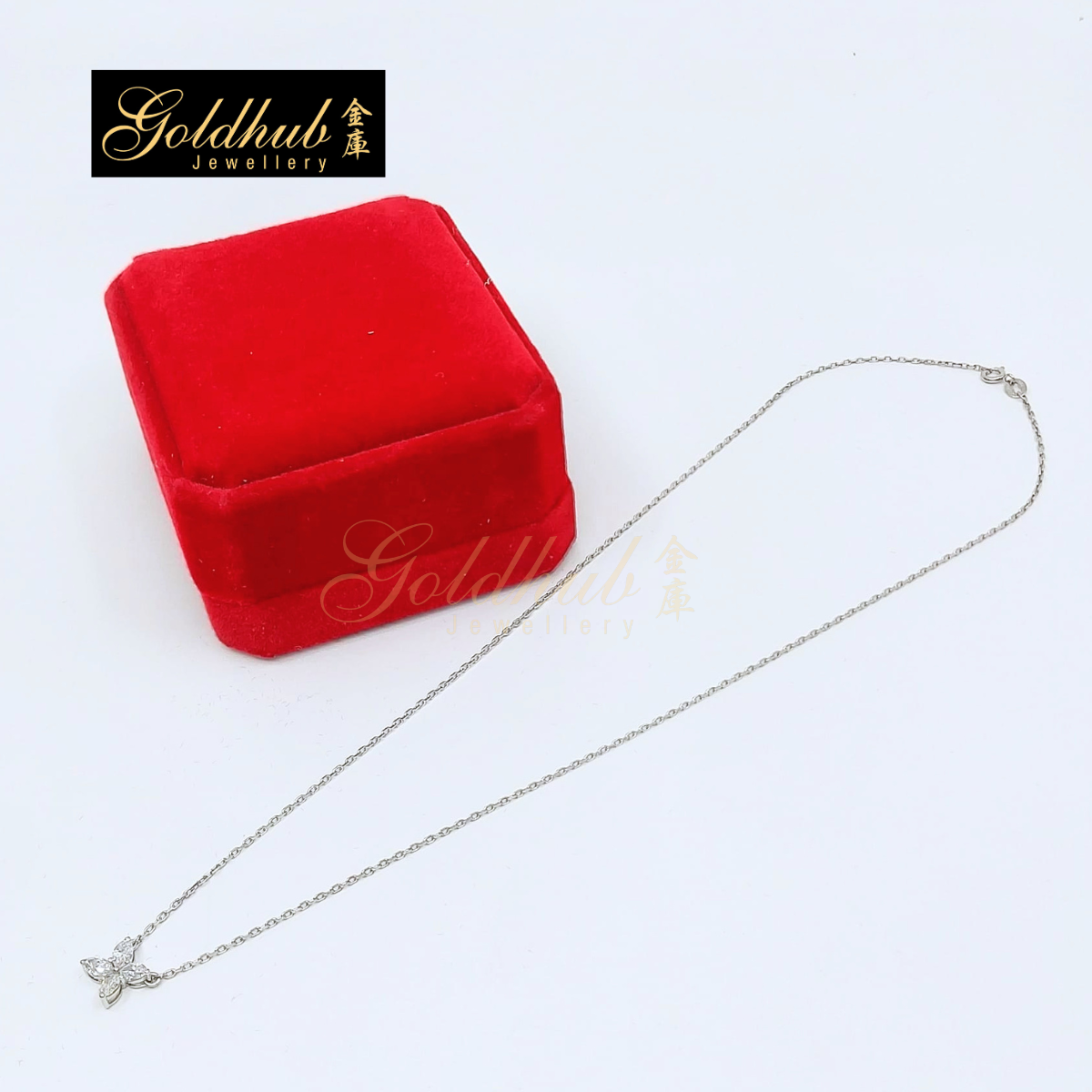 Butterfly Diamond Pendant Necklace in White Gold
