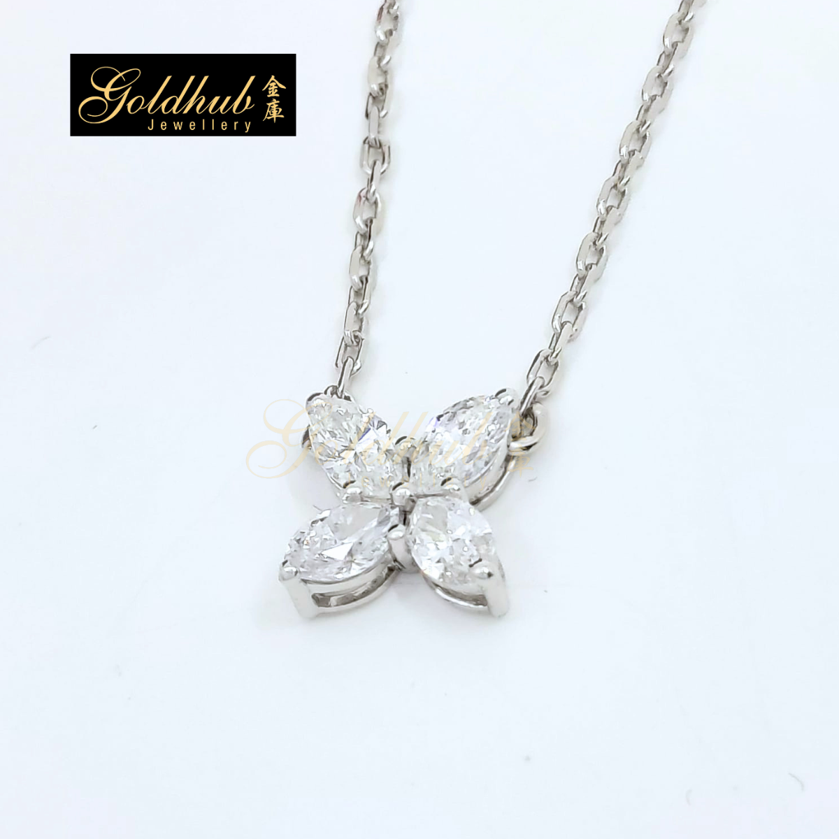 Butterfly Diamond Pendant Necklace in White Gold