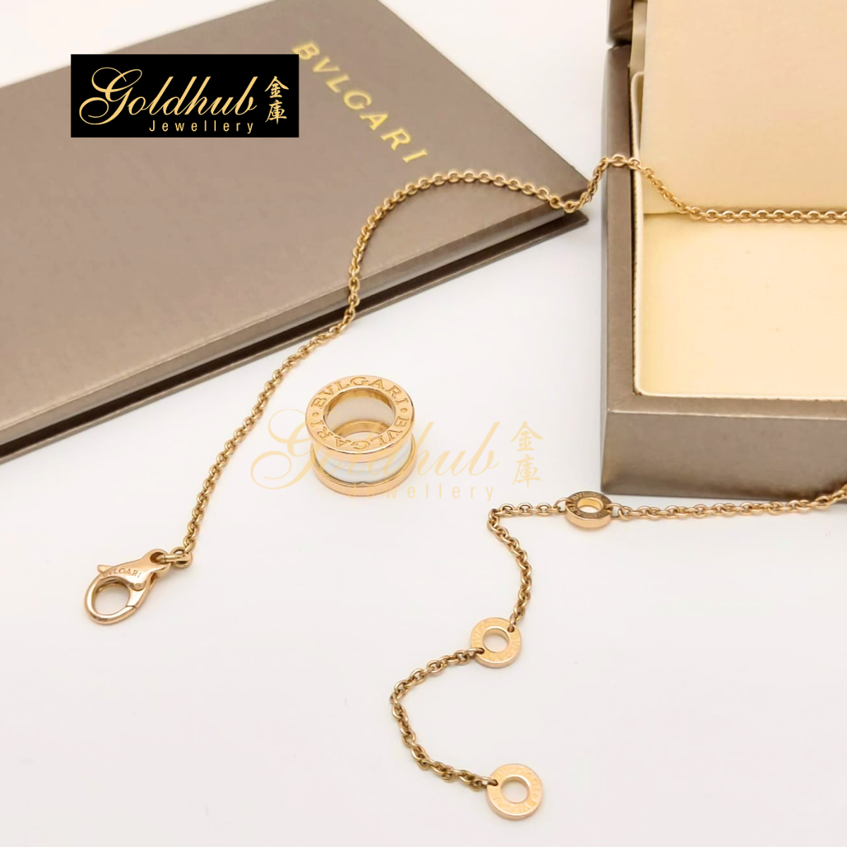 Bvlgari B.zero1 White Ceramic Necklace in Rose Gold