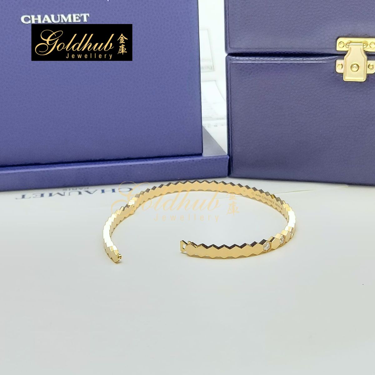 Chaumet Bee de Chaumet Bracelet, Semi-pave Diamonds in Rose Gold, Size 180