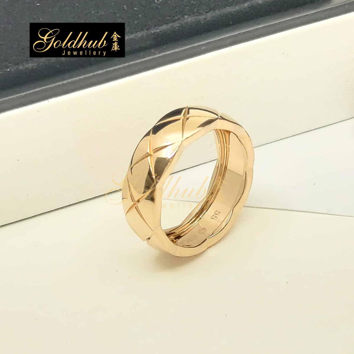 Chanel Coco Crush Quilted Motif, Small Version in Rose Gold, Size 55