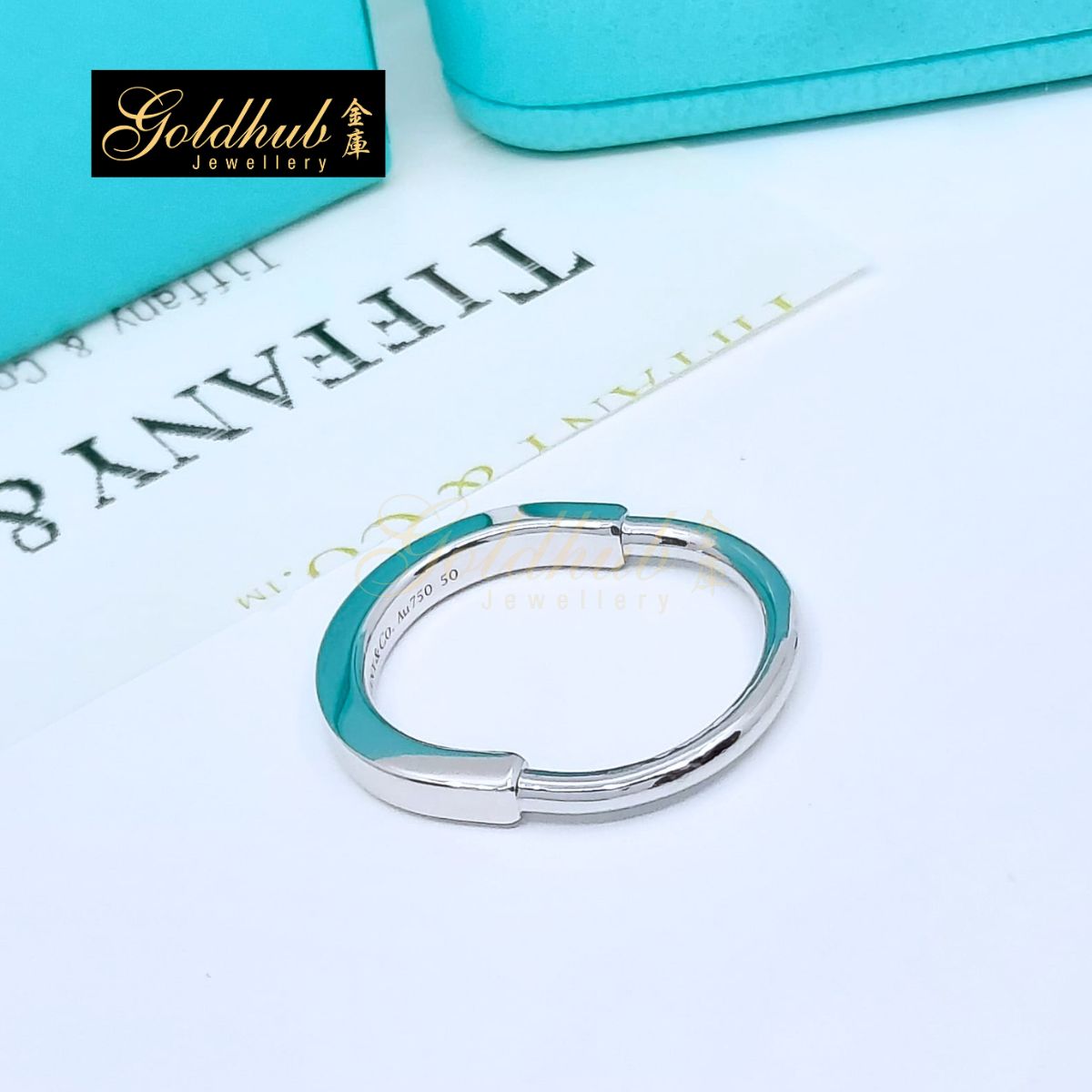 Tiffany Lock Ring in White Gold, Size 50