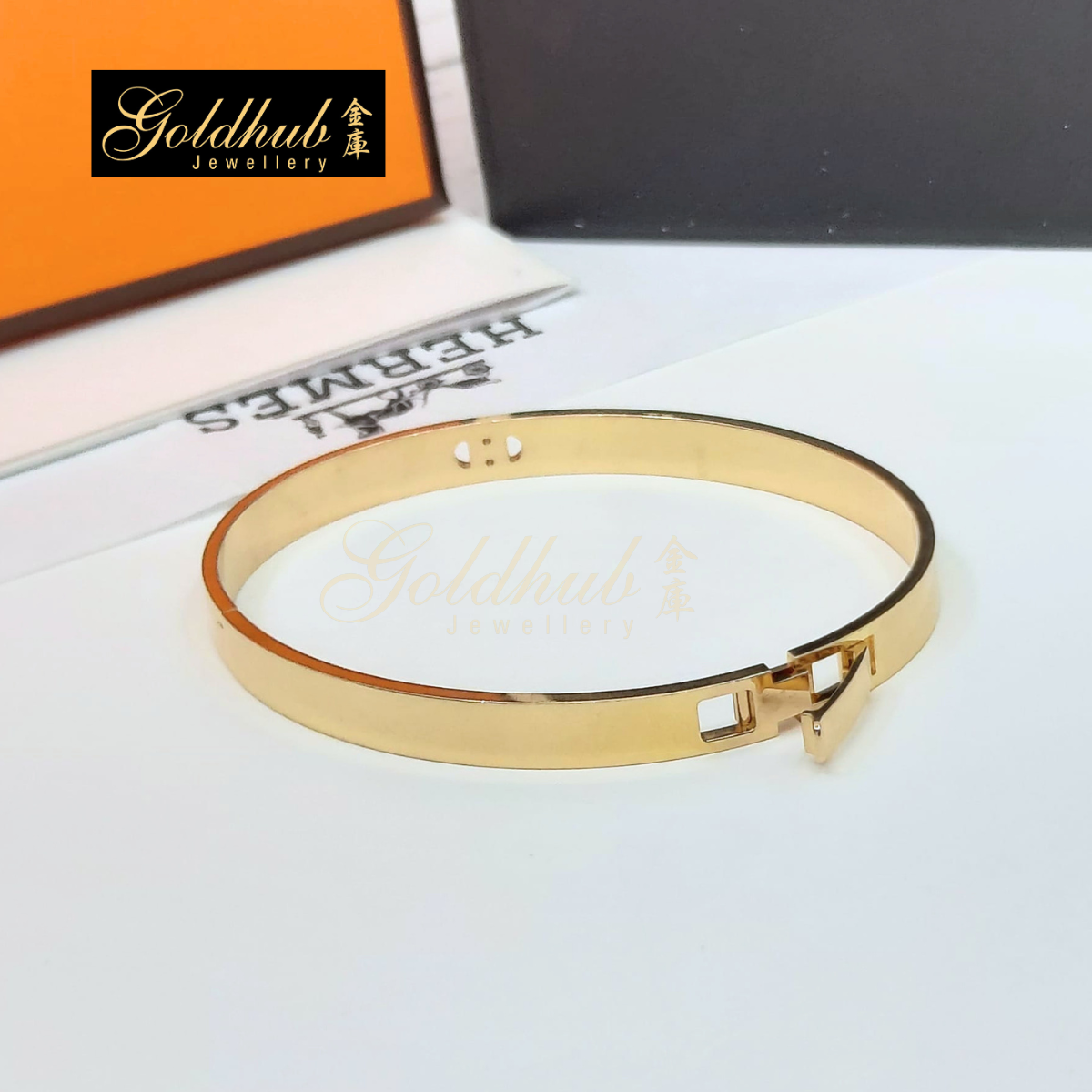 Hermes H d'Ancre Bracelet, Small Model, 27 Diamonds in Rose Gold, Size SH