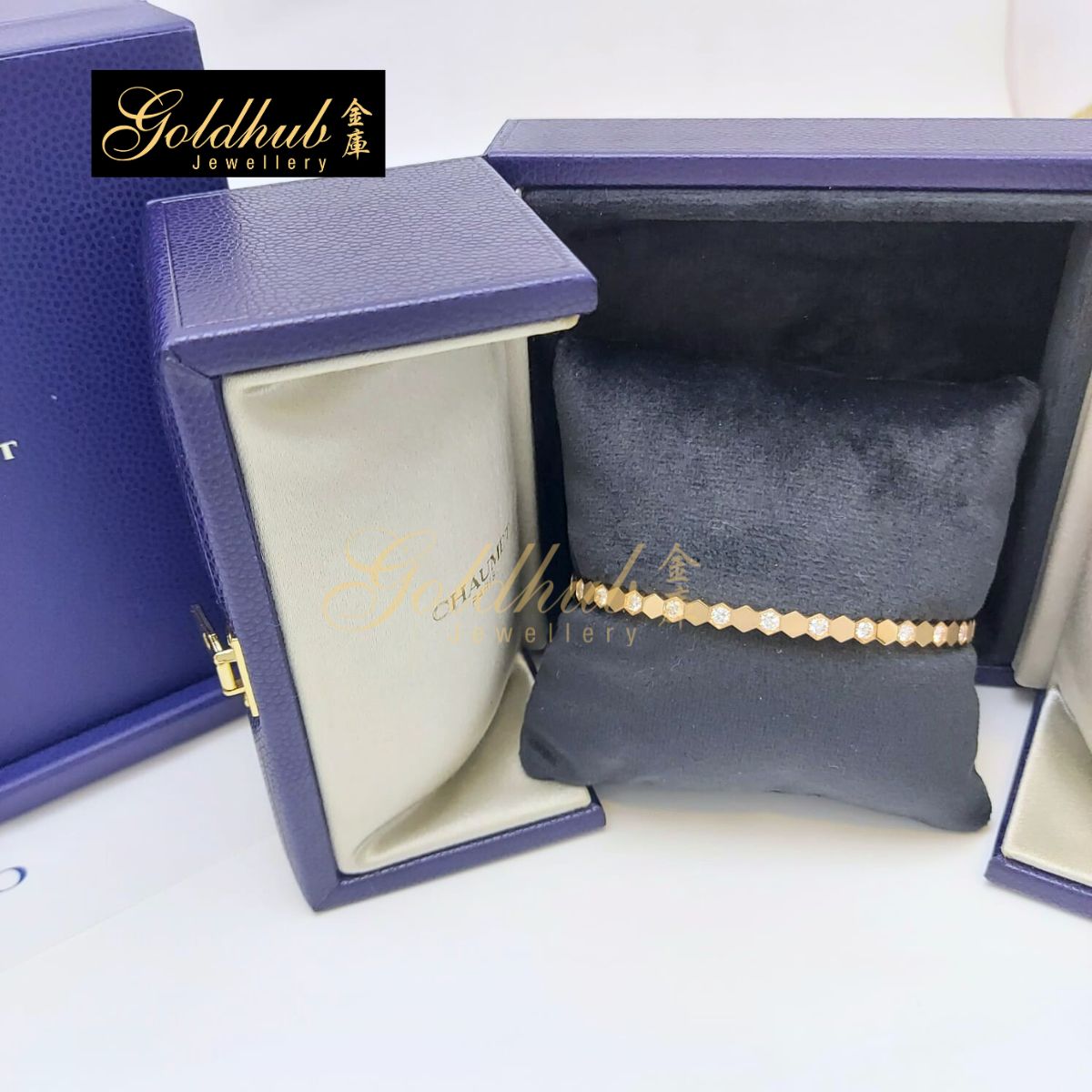 Chaumet Bee de Chaumet Bracelet, Semi-pave Diamonds in Rose Gold, Size 180