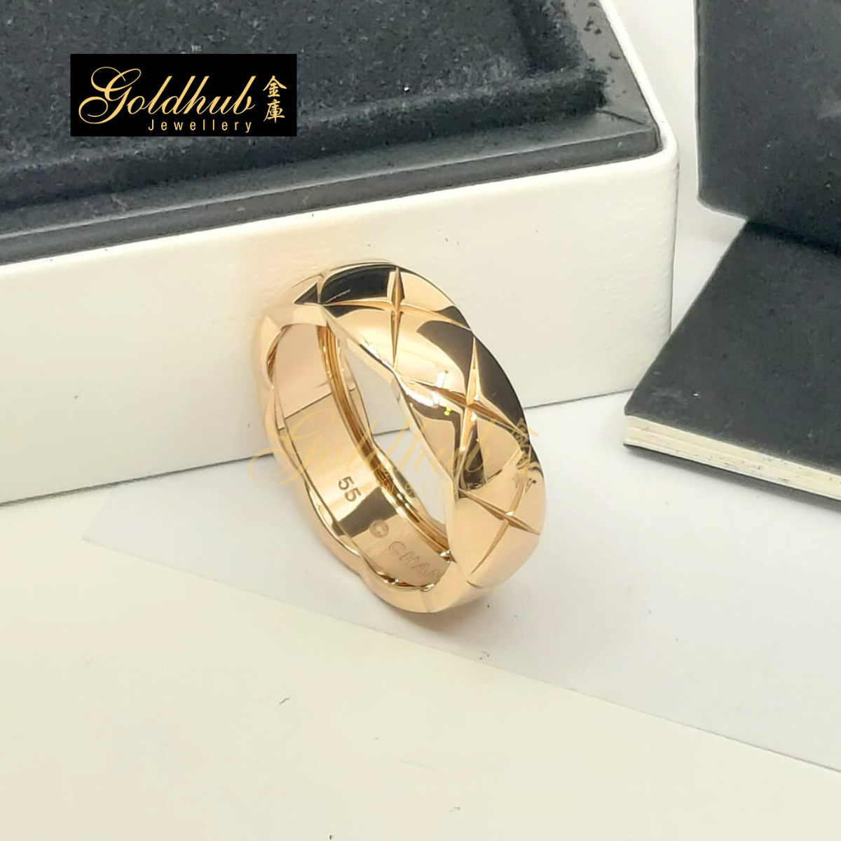 Chanel Coco Crush Quilted Motif, Small Version in Rose Gold, Size 55