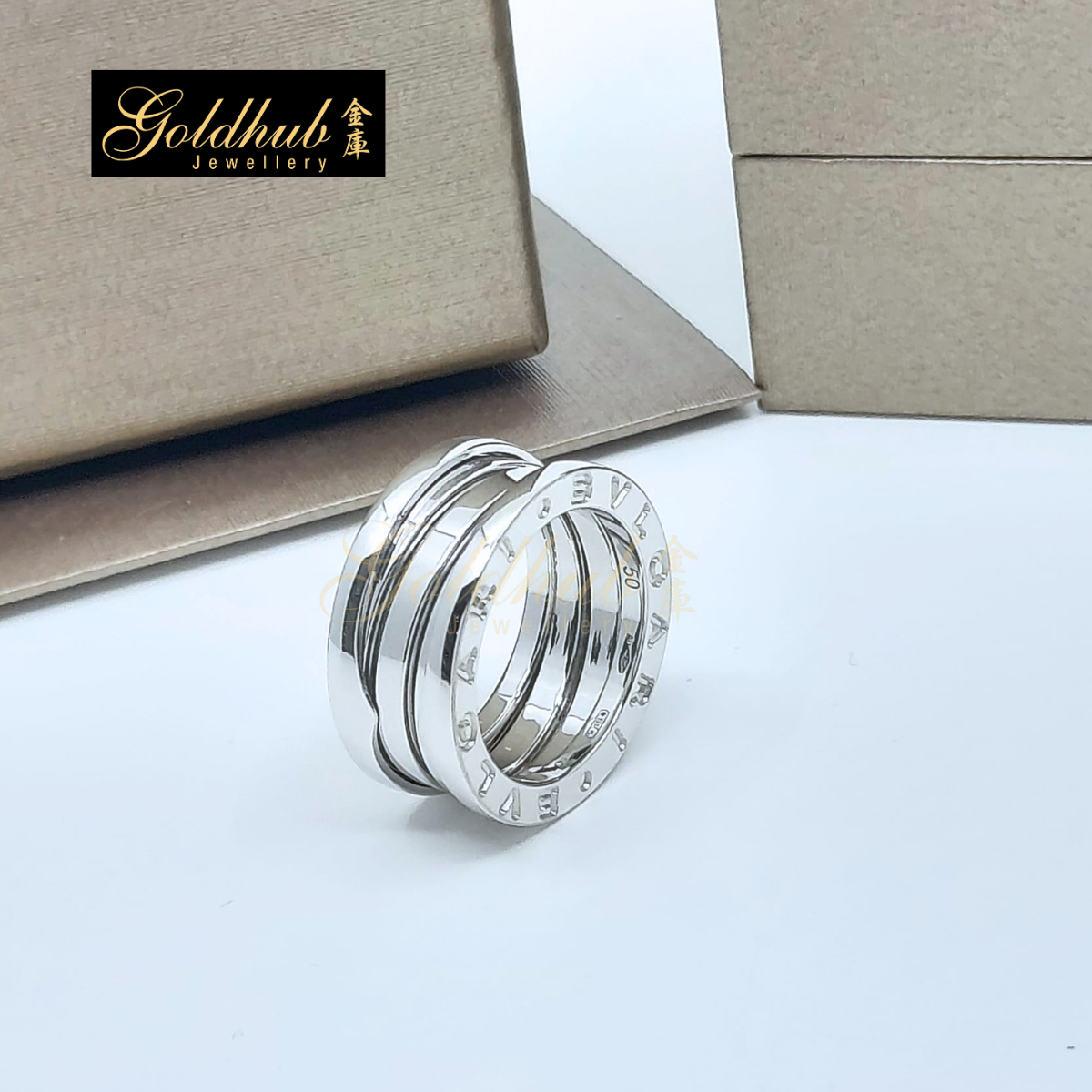 Bulgari B.zero1 3 Bands in White Gold, Size 50