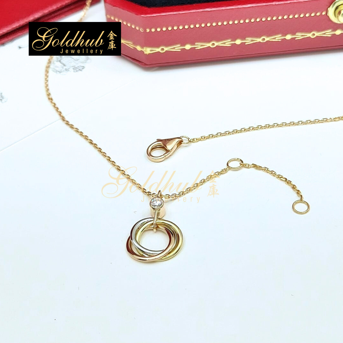 Cartier Trinity Pendant, 1 Diamond in Yellow Gold