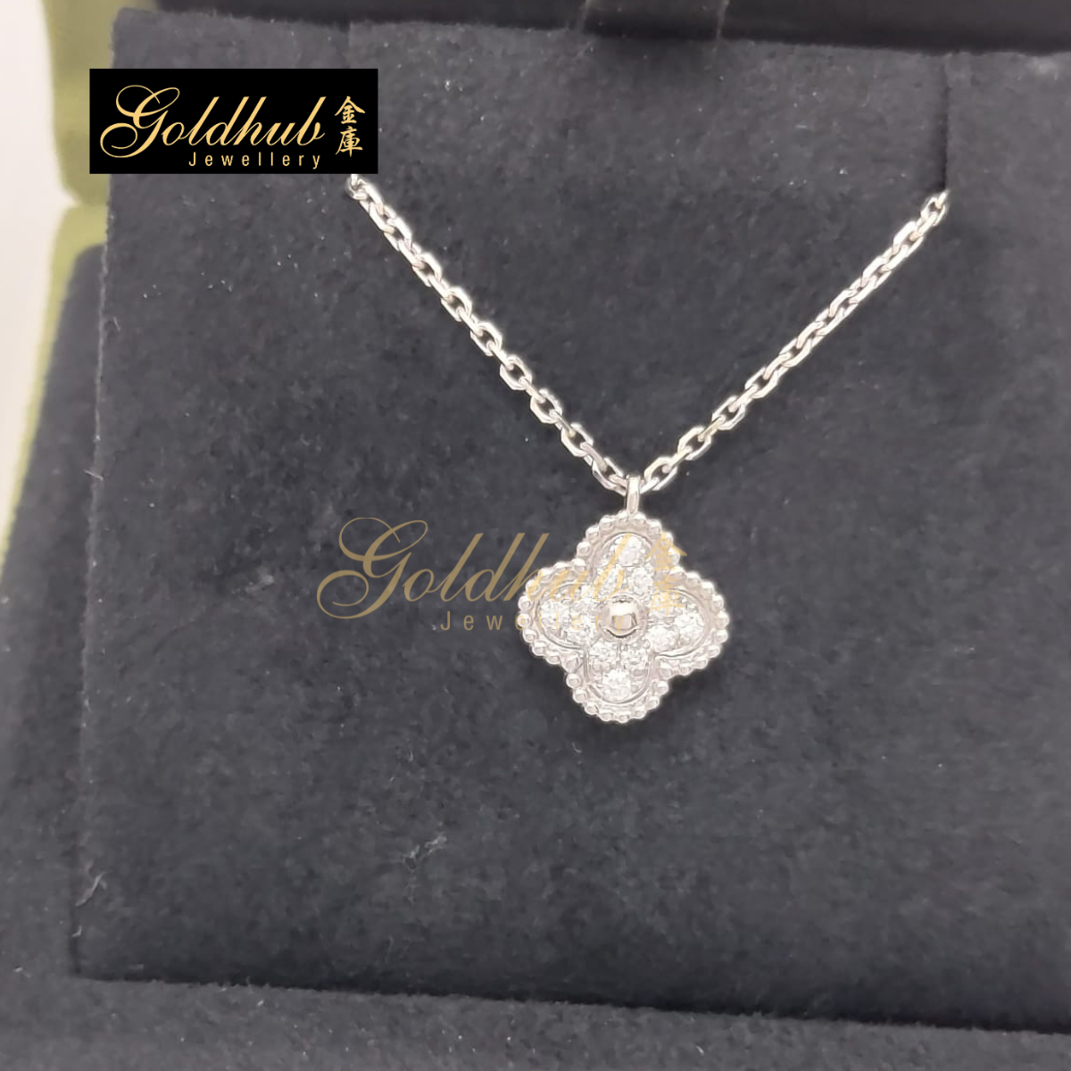 Van Cleef & Arpels Sweet Alhambra Pendant, Diamonds in White Gold