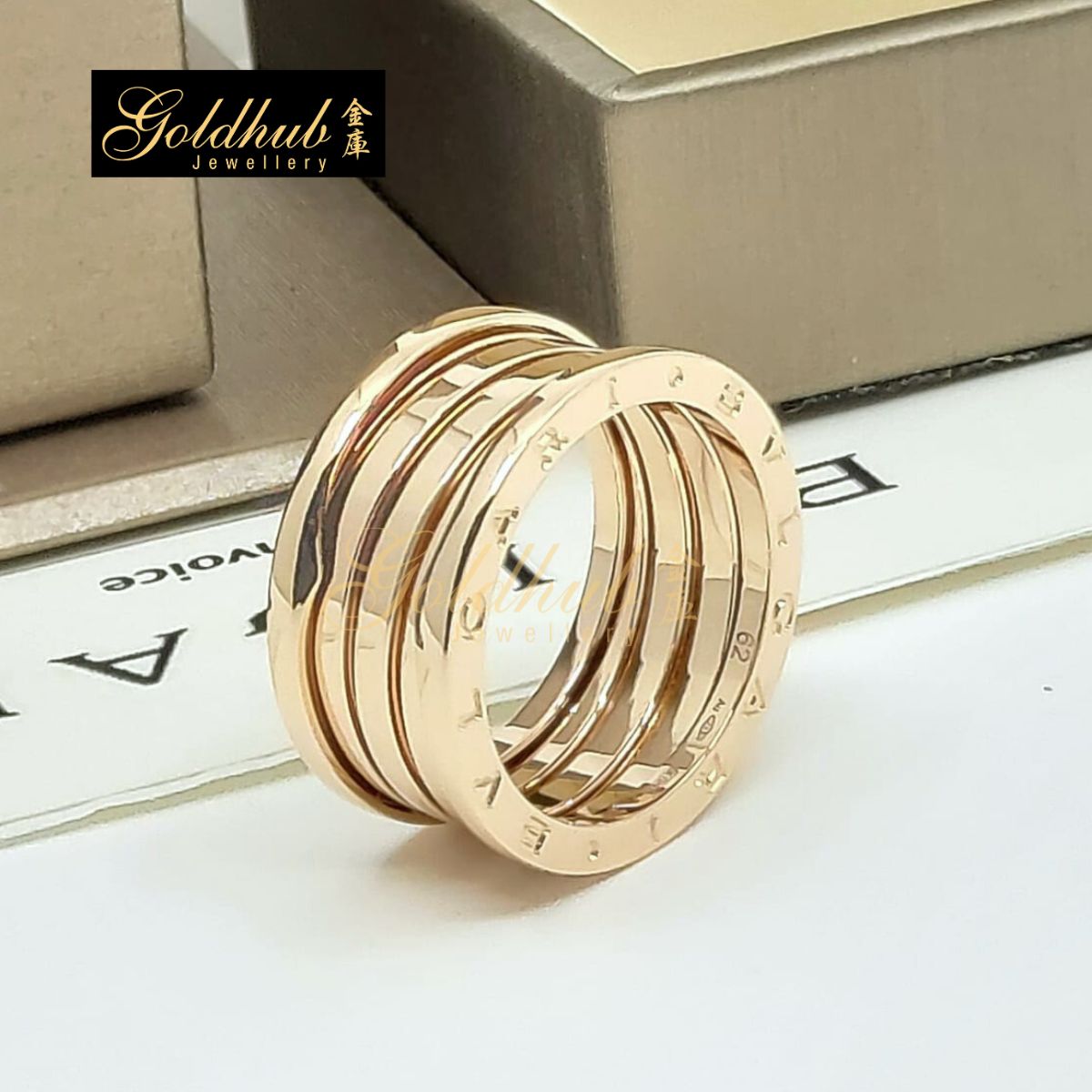 Bvlgari B.zero1 4 Band Ring in Rose Gold, Size 62