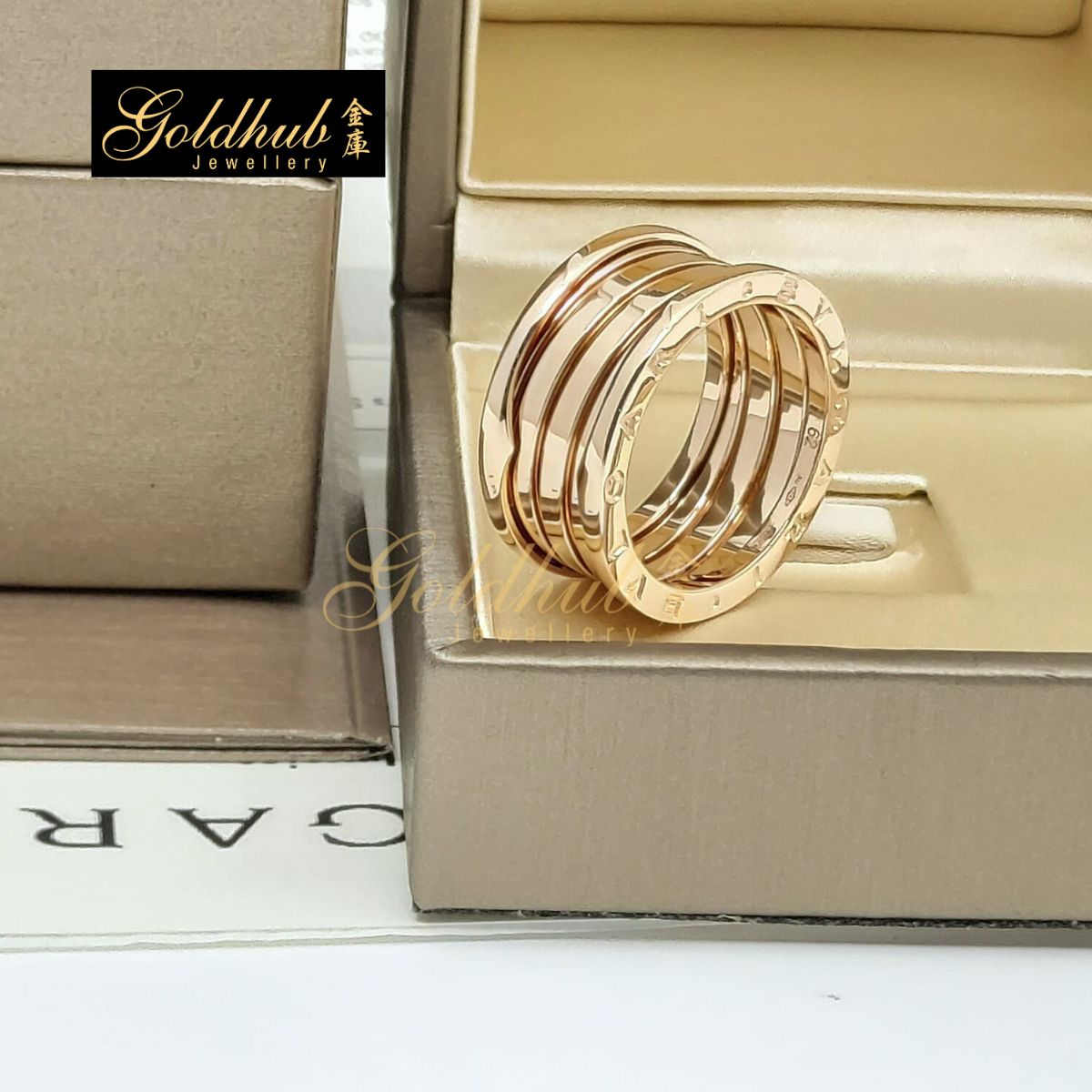Bvlgari B.zero1 4 Band Ring in Rose Gold, Size 62