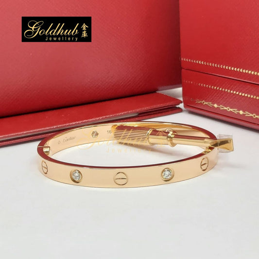 Cartier Love Bracelet, Classic Model, 4 Diamonds in Rose Gold, Size 16