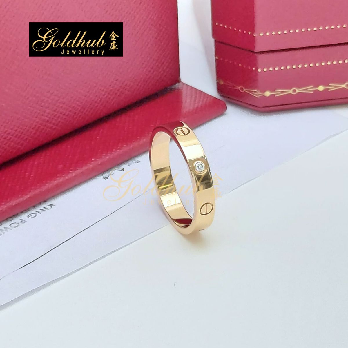 Cartier Love Ring, Small Model, 1 Diamond in Rose Gold, Size 60