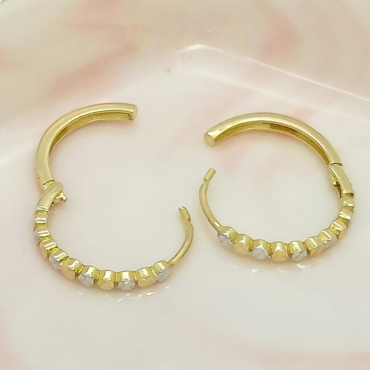 18k Gold Earrings in Yellow and White Gold Gold Hub Jewellery