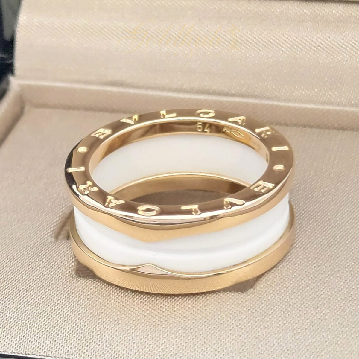 Bvlgari B.zero1 White Ceramic 2 Band Ring in Rose Gold