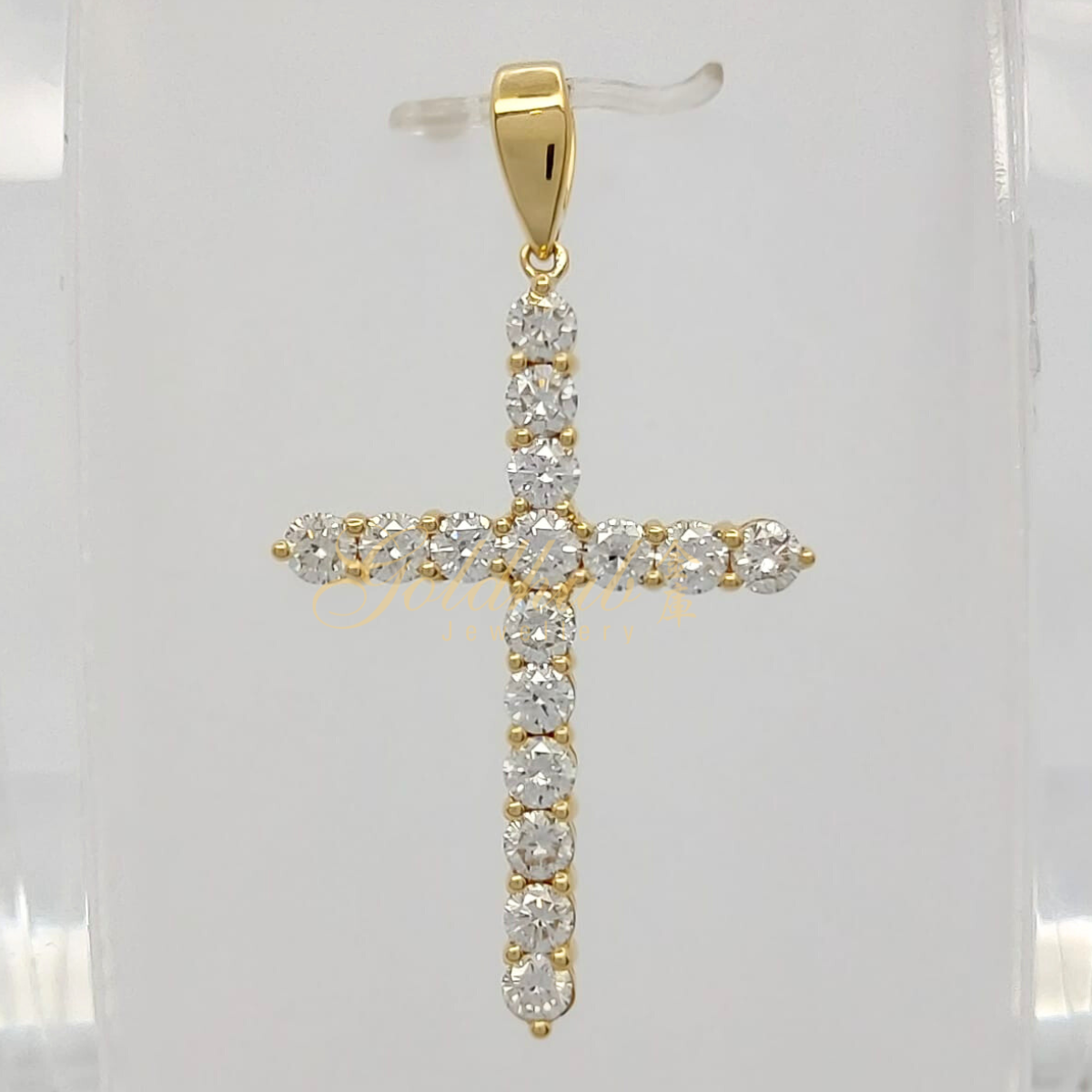 Diamond Cross Pendant in Yellow Gold