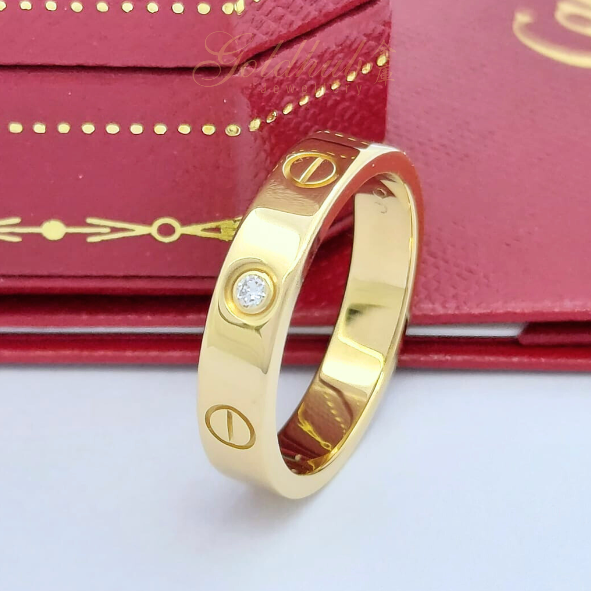 18k Pre-loved Cartier Love Wedding Band, 1 Diamond Ring in Yellow Gold