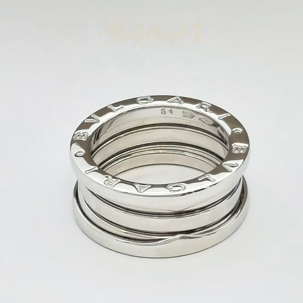 Bvlgari B.zero1 3 Band Ring in White Gold, Size 51