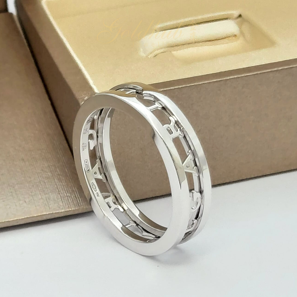 Bvlgari B.zero1 1 Band Ring with Openwork Logo Spiral in White Gold