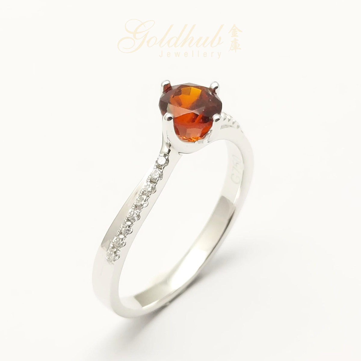 [FURTHER DISCOUNTED] 18k Garnet Diamond Ring in White Gold