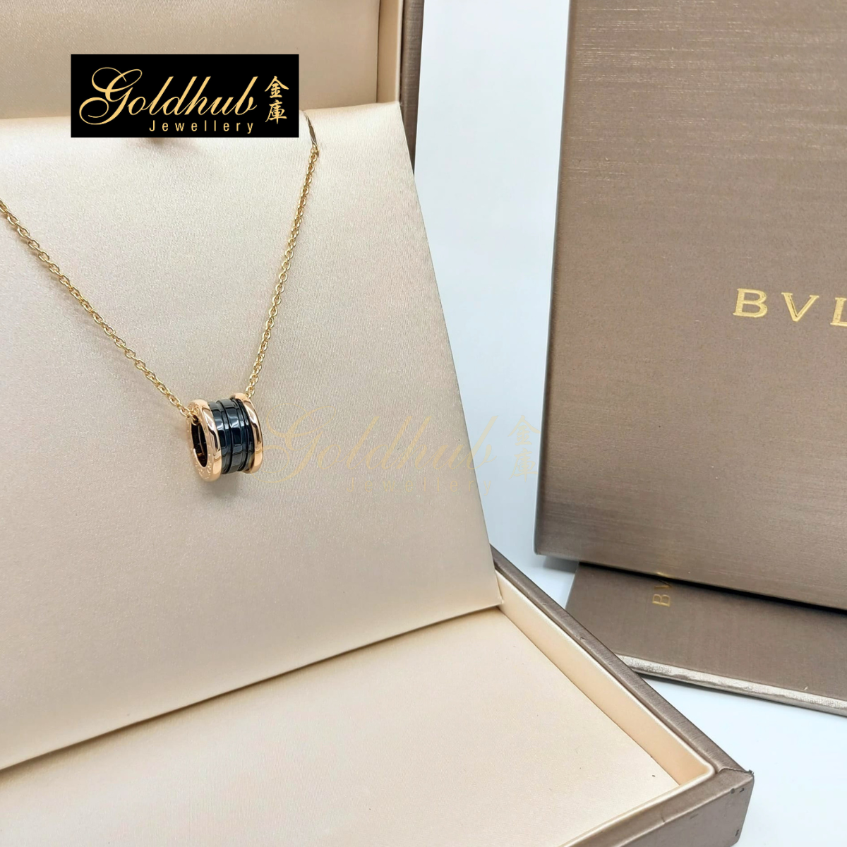 Bulgari B.zero1 Necklace with Black Ceramic in Rose Gold