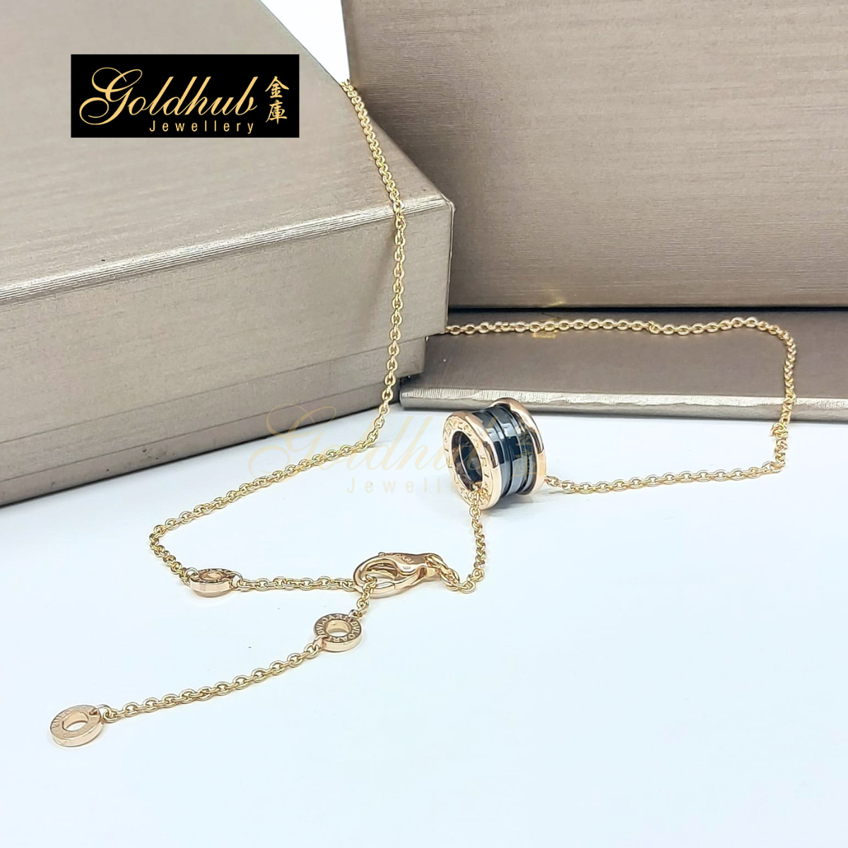 Bulgari B.zero1 Necklace with Black Ceramic in Rose Gold