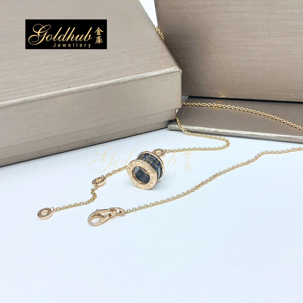Bulgari B.zero1 Necklace with Black Ceramic in Rose Gold