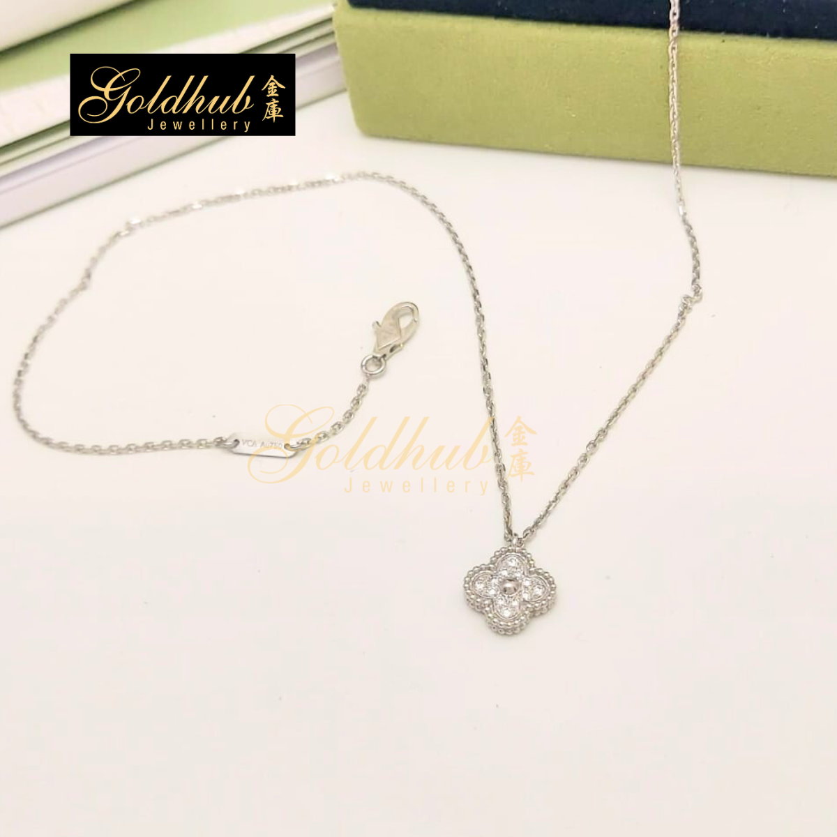 Van Cleef & Arpels Sweet Alhambra Pendant, Diamonds in White Gold