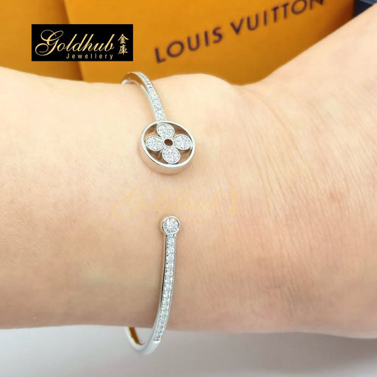 Louis Vuitton Idylle Blossom Twist Bracelet, Diamonds in White Gold, Size 15
