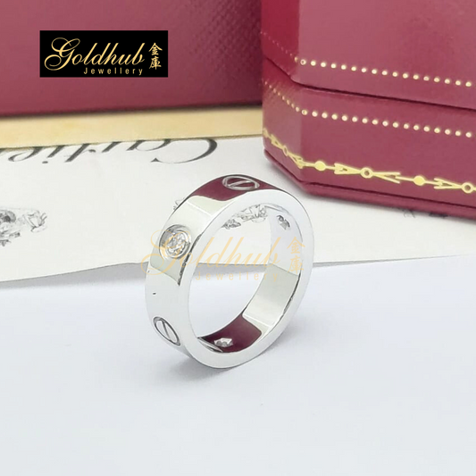 Cartier Love Ring, Classic Model, 3 Diamonds in White Gold, Size 55