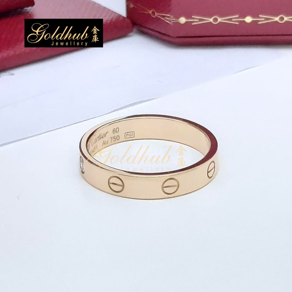 Cartier Love Ring, Small Model, 1 Diamond in Rose Gold, Size 60