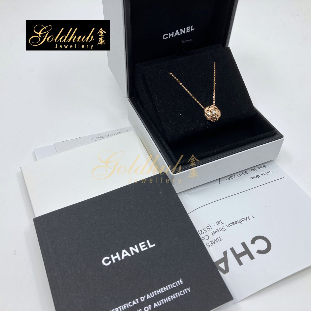 Chanel Extrait De Camelia Necklace, Diamond in Rose Gold