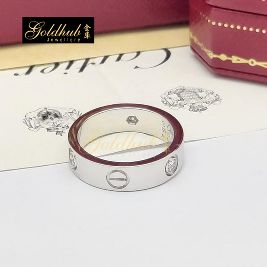Cartier Love Ring, Classic Model, 3 Diamonds in White Gold, Size 55