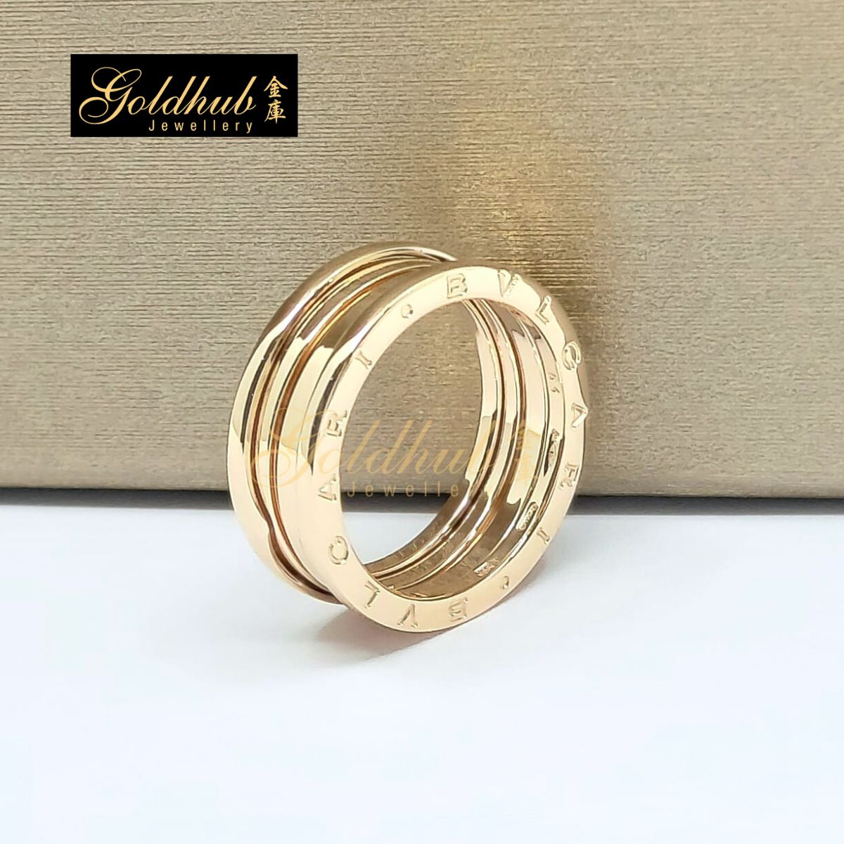 Bvlgari B.zero1 3 Band Ring Size 64 in Rose Gold