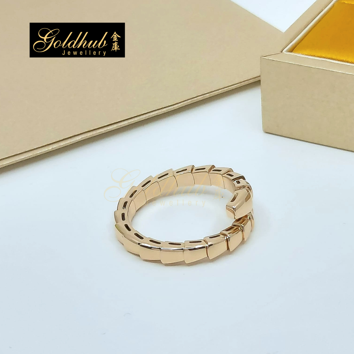 Bulgari Serpenti Viper One-Coil Ring in Rose Gold, Size 63-64