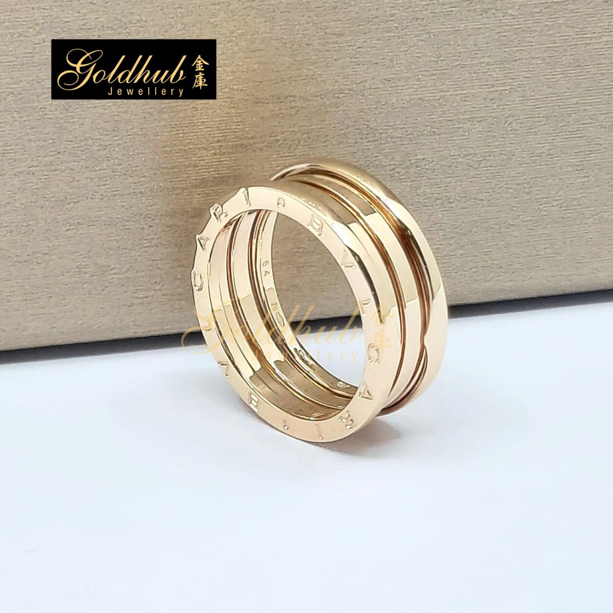 Bvlgari B.zero1 3 Band Ring Size 64 in Rose Gold