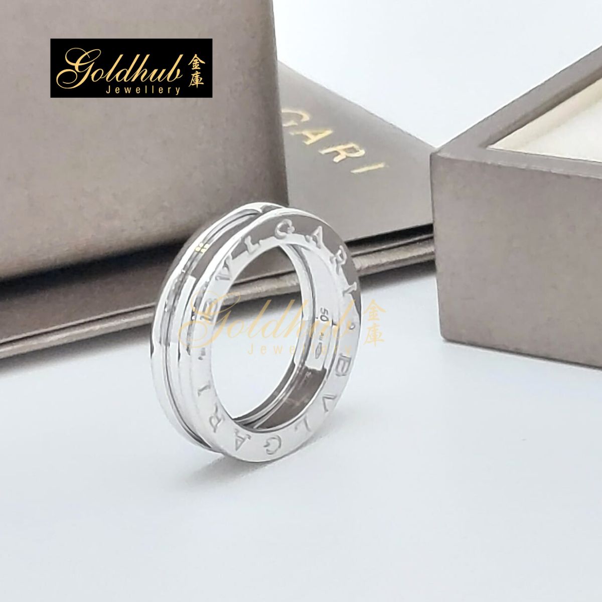 Bvlgari B.zero1 1 Band Ring in White Gold, Size 50