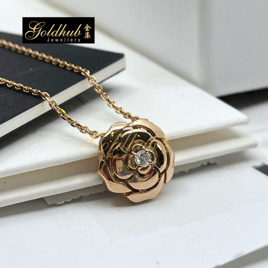 Chanel Extrait De Camelia Necklace, Diamond in Rose Gold