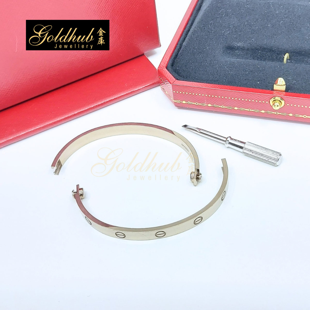 Cartier LOVE Bracelet, Classic Model in White Gold, Size 19