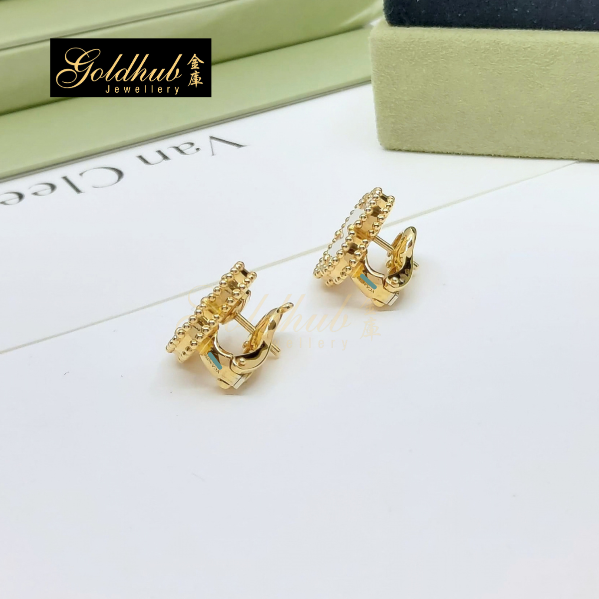 Van Cleef & Arpels Vintage Alhambra Earrings, Mother of Pearl in Yellow Gold