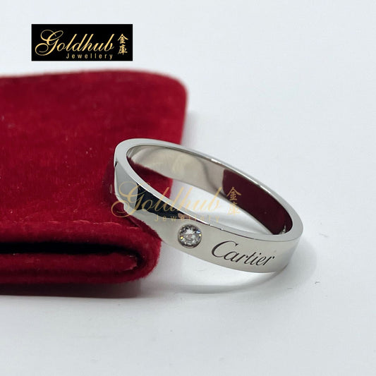 [Reserved] Cartier C de Cartier Wedding Ring, 4mm, 1 Diamond in Platinum Size 61 DR00866