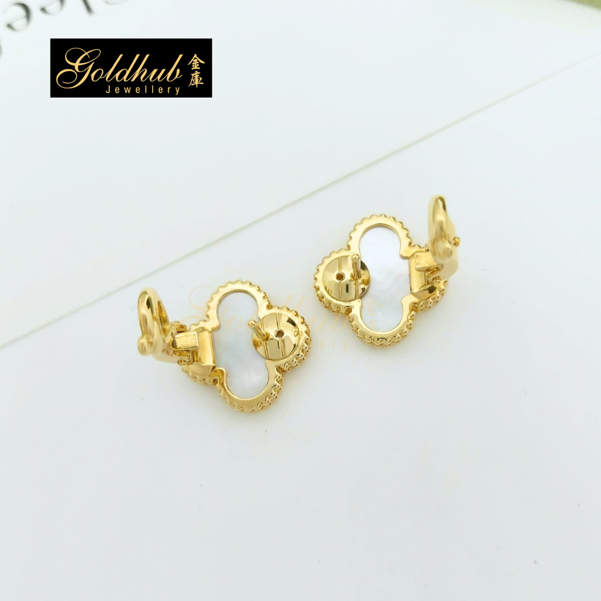 Van Cleef & Arpels Vintage Alhambra Earrings, Mother of Pearl in Yellow Gold