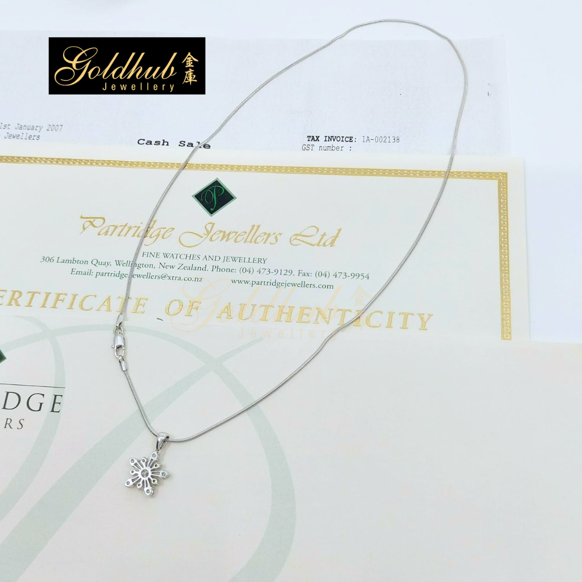 Snow Flake Diamond Necklace in White Gold