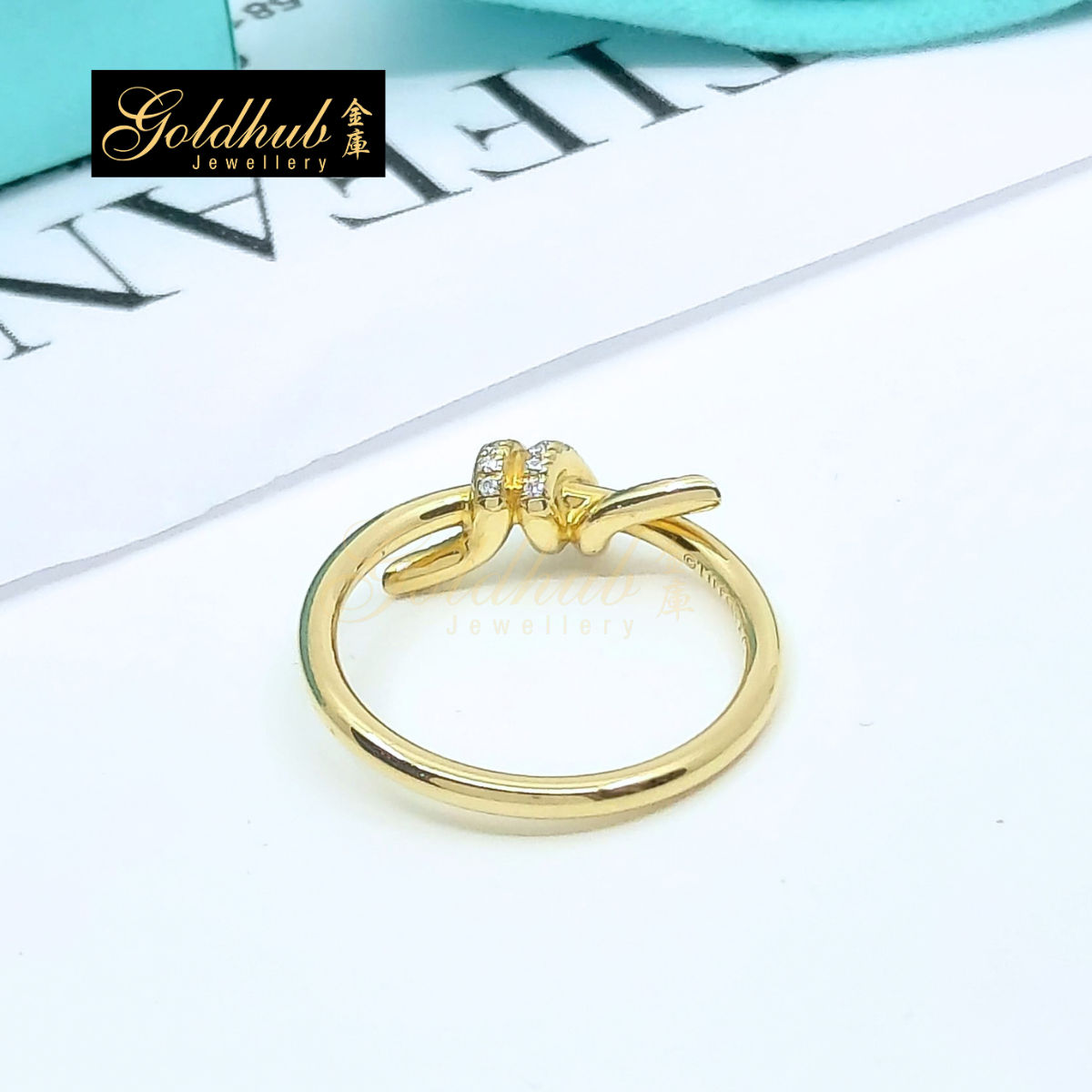 Tiffany & Co Knot Ring with Diamonds in Yellow Gold, Size 5.5